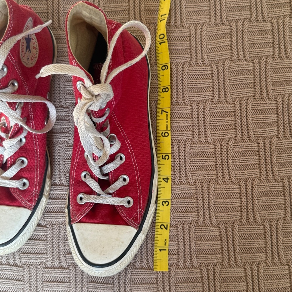 Converse Red High-Top Canvas Sneakers with White Accents - Picture 13 of 13